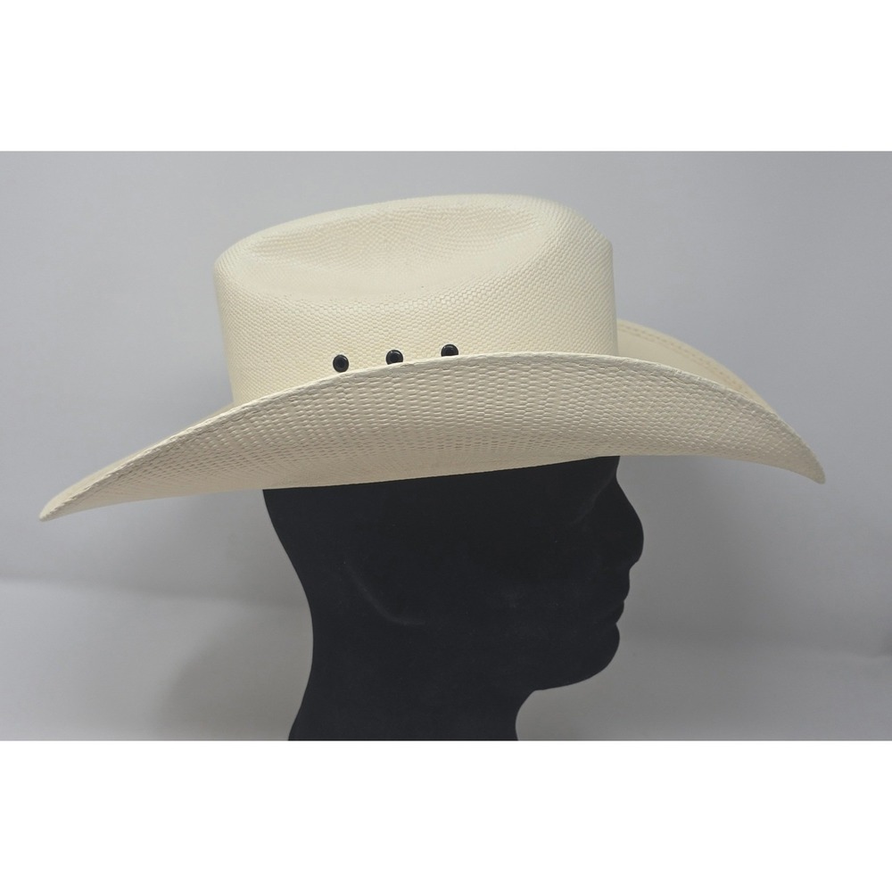Resistol Denison 7X Hard Straw Cowboy Hat 6 7/8 Leather Sweatband with Protector - Picture 4 of 14